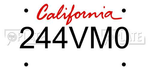 244VM0 California License Plate