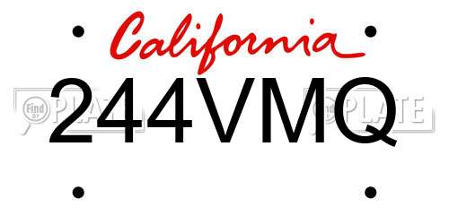 244VMQ California License Plate