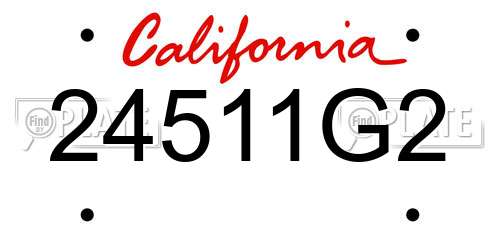24511G2 California License Plate