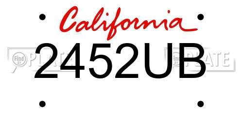 2452UB California License Plate