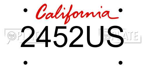 2452US California License Plate