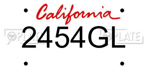 2454GL California License Plate