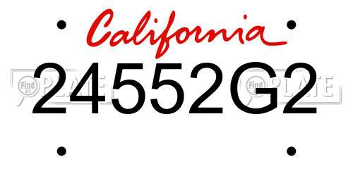 24552G2 California License Plate