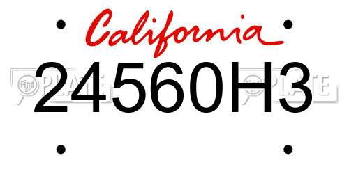 24560H3 California License Plate