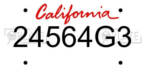 24564G3 California License Plate