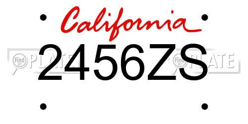 2456ZS California License Plate