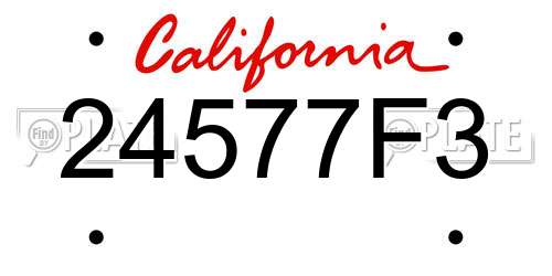 24577F3 California License Plate