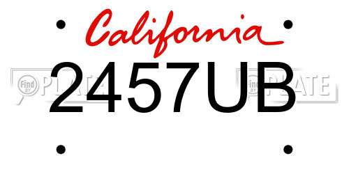 2457UB California License Plate