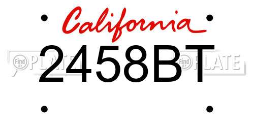 2458BT California License Plate