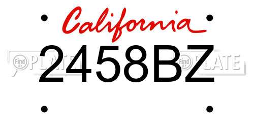 2458BZ California License Plate