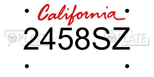 2458SZ California License Plate