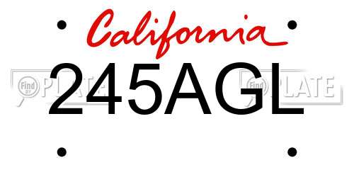 245AGL California License Plate