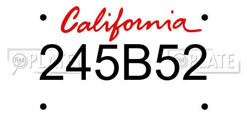 245B52 California License Plate
