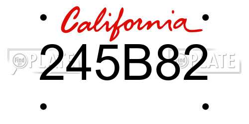 245B82 California License Plate