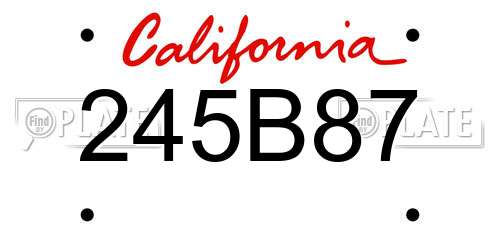 245B87 California License Plate