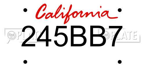 245BB7 California License Plate
