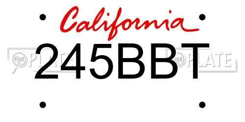 245BBT California License Plate