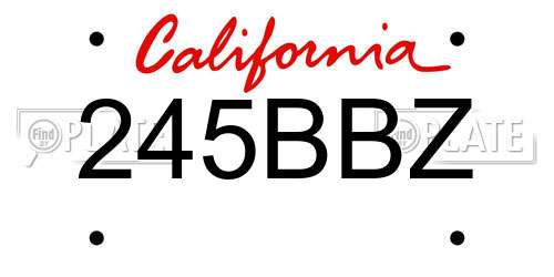 245BBZ California License Plate