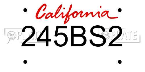 245BS2 California License Plate