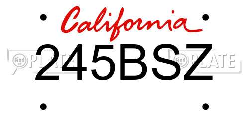 245BSZ California License Plate