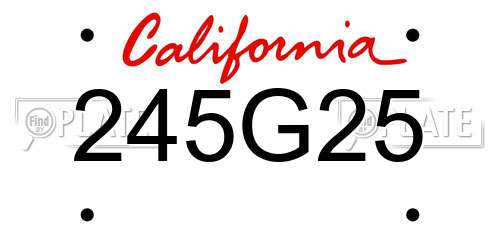 245G25 California License Plate
