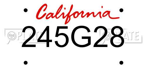 245G28 California License Plate