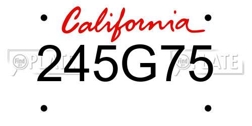 245G75 California License Plate