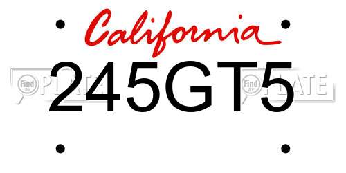 245GT5 California License Plate