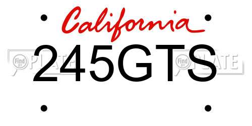 245GTS California License Plate
