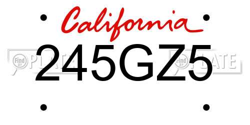 245GZ5 California License Plate