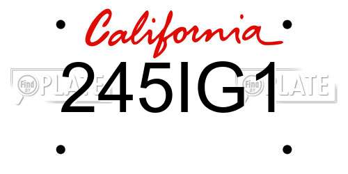245IG1 California License Plate