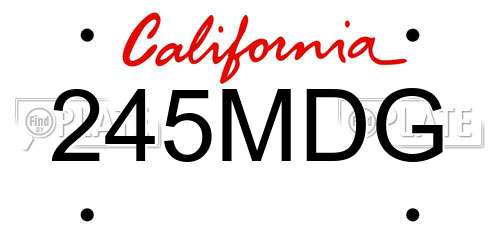 245MDG California License Plate