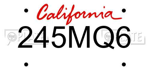 245MQ6 California License Plate