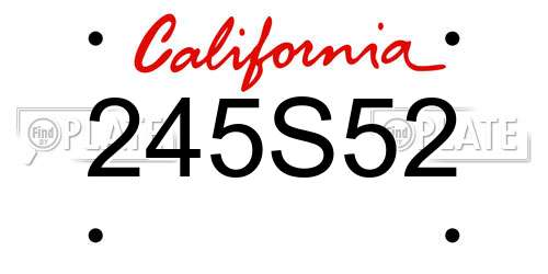 245S52 California License Plate