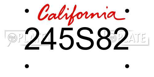 245S82 California License Plate