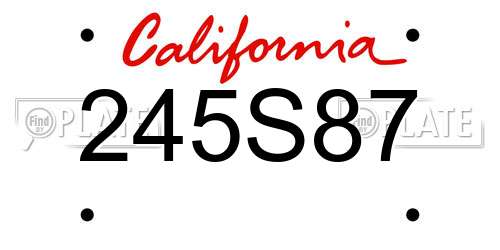 245S87 California License Plate