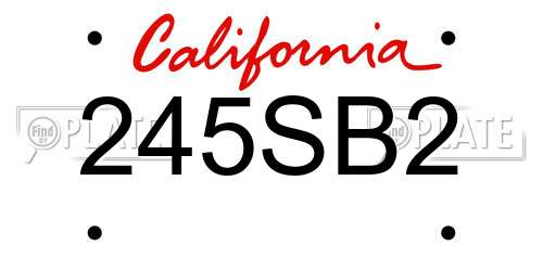245SB2 California License Plate