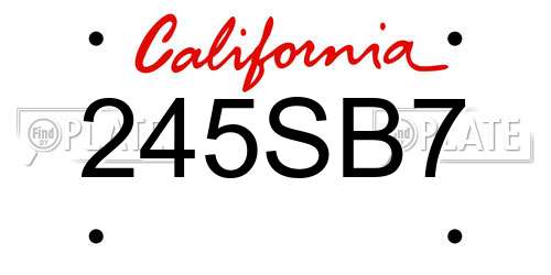 245SB7 California License Plate