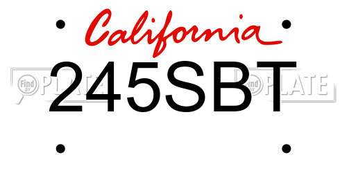 245SBT California License Plate