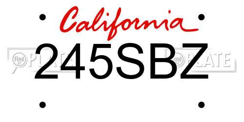 245SBZ California License Plate