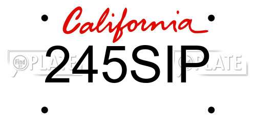 245SIP California License Plate