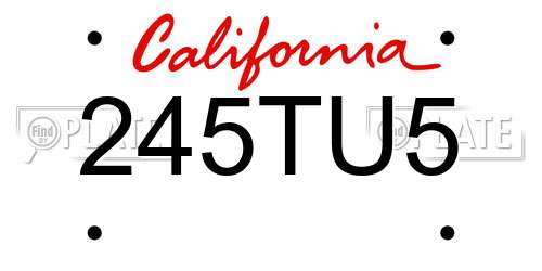 245TU5 California License Plate
