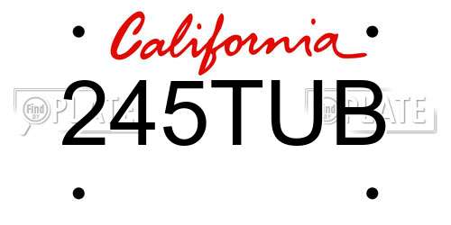 245TUB California License Plate