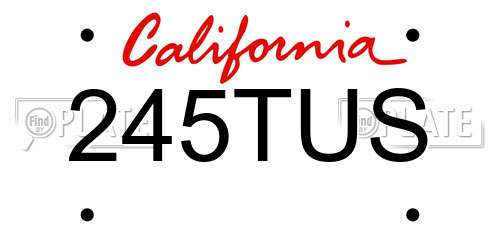 245TUS California License Plate