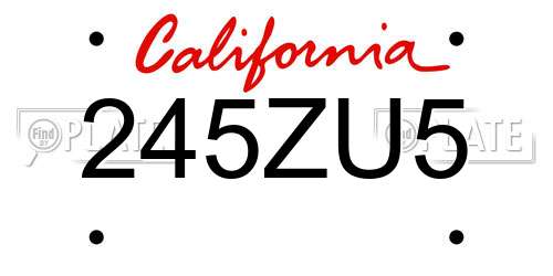 245ZU5 California License Plate