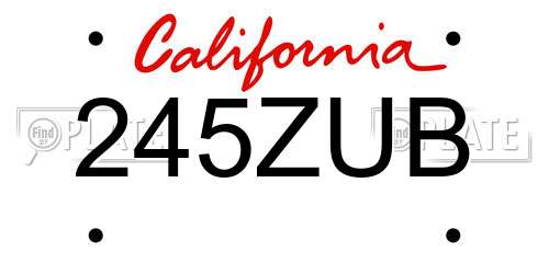 245ZUB California License Plate