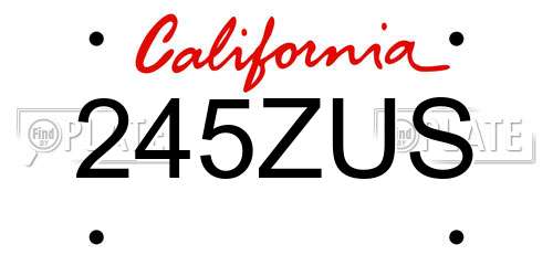 245ZUS California License Plate