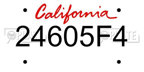 24605F4 California License Plate