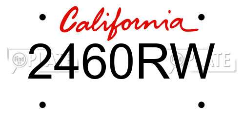 2460RW California License Plate