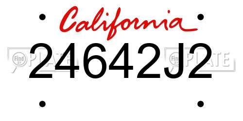 24642J2 California License Plate